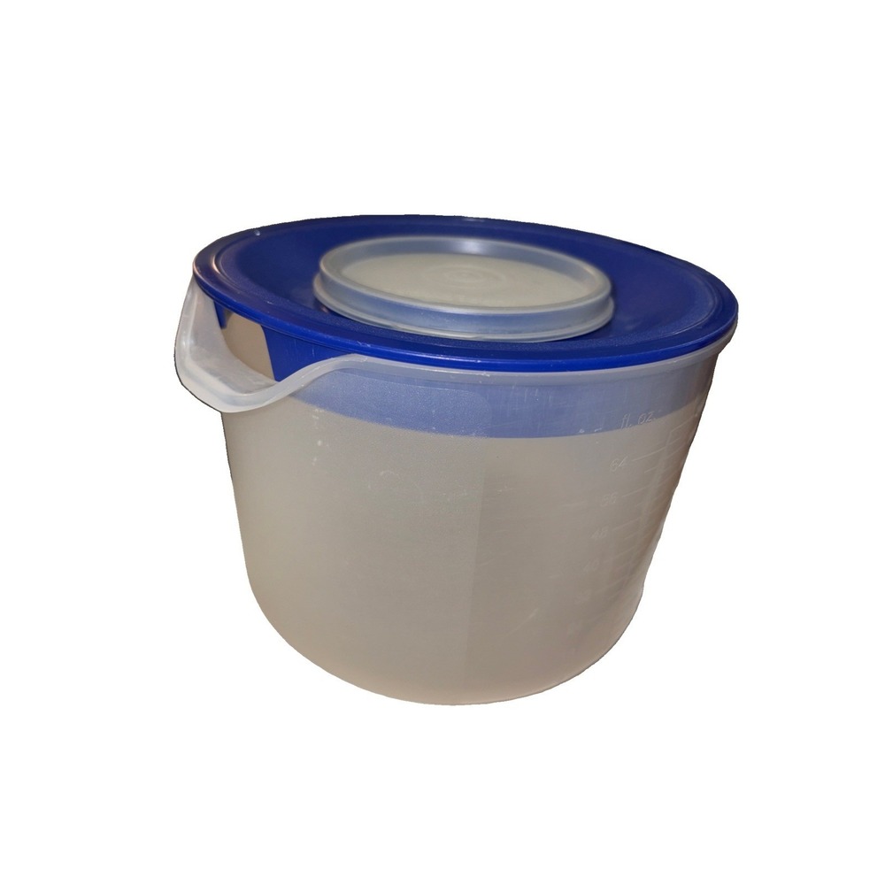 Vtg Tupperware Mix-N-Store Measuring Pitcher 8 Cup 2L Blue 1629E 2-Piece Lid USA